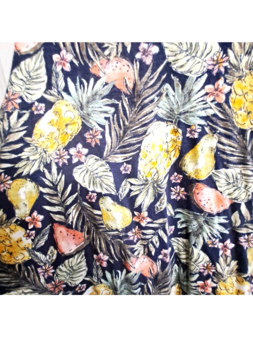 J.Jill 3X Multicolor Tropical Flounced Hem Double V Neck Shift Dress Sleeveless - Picture 5 of 7